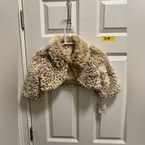 Youth Girls Sweet Ivy Faux Fur Leopard Print Jacket Coat NWT